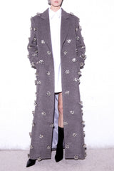 The Arden Coat in Heather Grey Crystal Embroidery