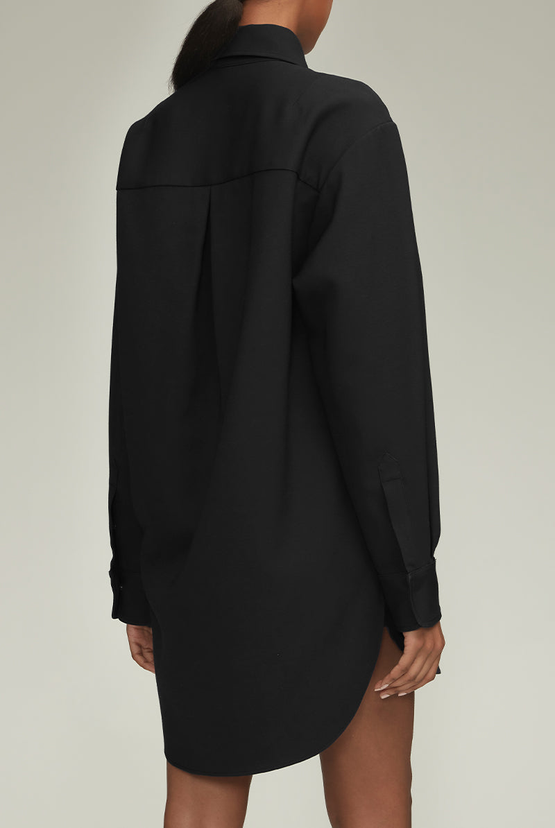 The Phillippa Shirtdress in Black Triple Crepe