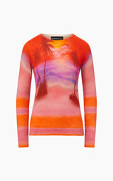 The Susen Sweater in Sunset Print Pink Lemonade