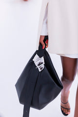 The Stella Large Hobo Bag in Black and Silver