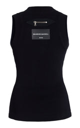 The Anne Scoop Neck Ribbed Tank in Black