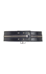 The Wide Zipper Belt in Glazed Leather