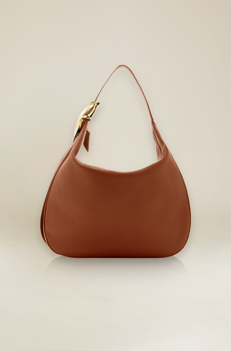 The Stella Large Hobo Bag in Camel and Gold