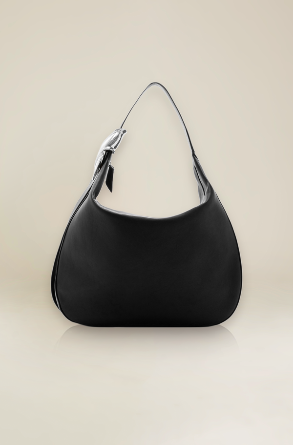 The Stella Large Hobo Bag in Black and Silver