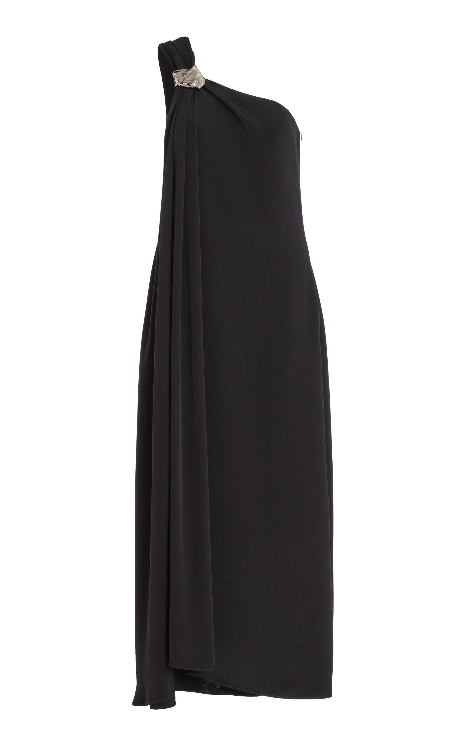 The Mae One Shoulder Draped Dress in Black – BRANDON MAXWELL