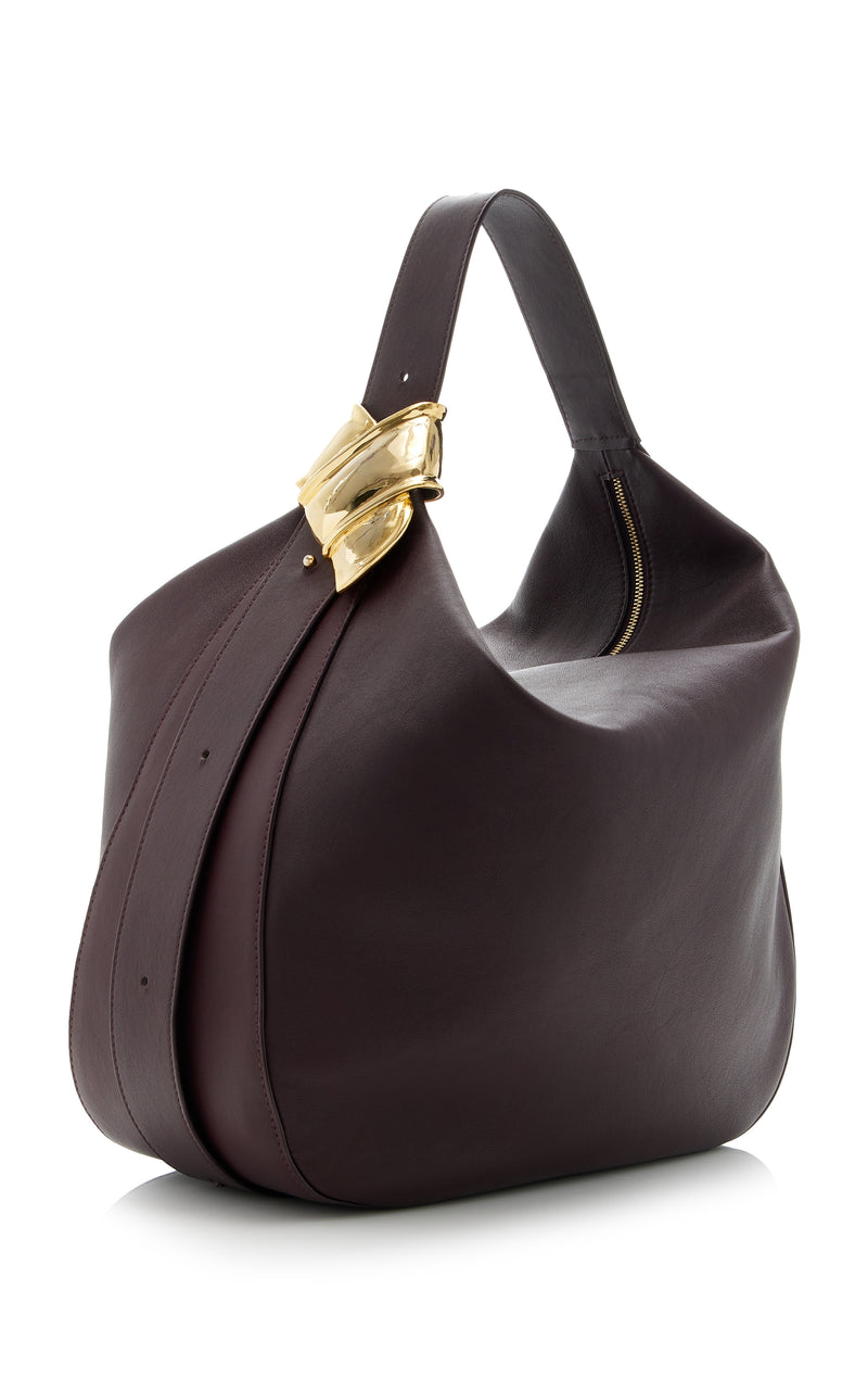 The Stella Large Hobo Bag in Burgundy and Gold