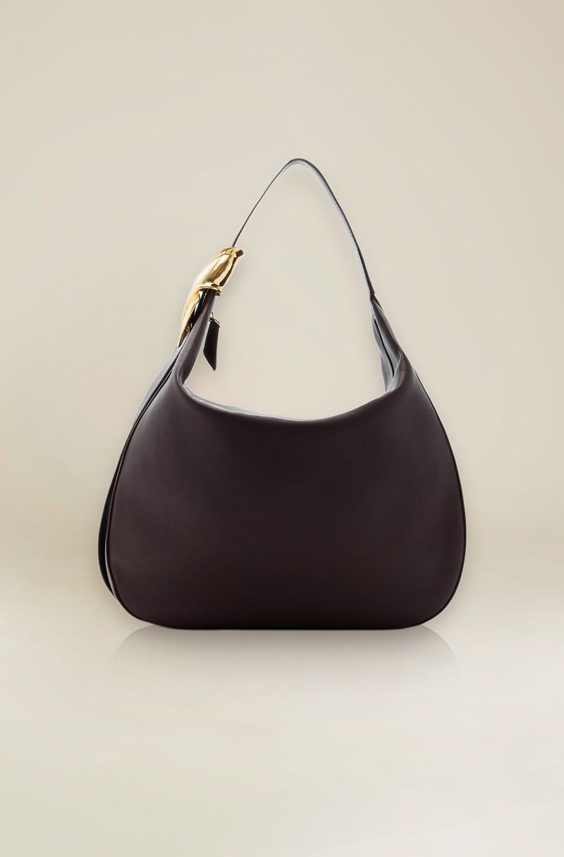 The Stella Large Hobo Bag in Burgundy and Gold