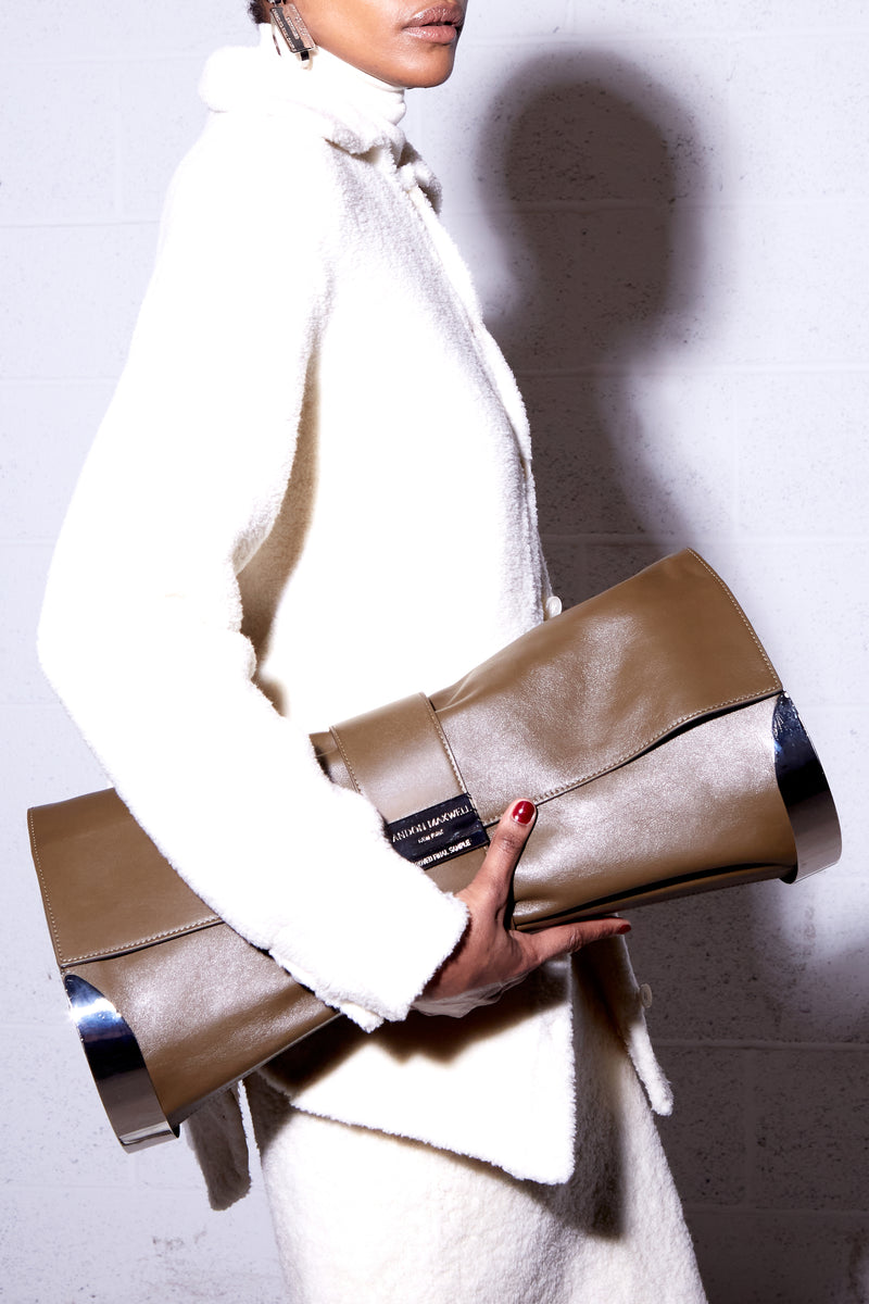 The Elongated Olive Leather Clutch