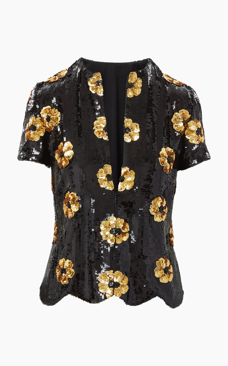 The Kiera Top in Onyx Sequins