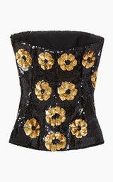 The Leona Top in Onyx Sequins