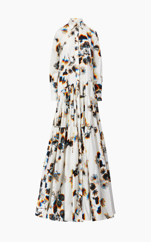 The Gracie Gown in White Kaleidoscope Floral