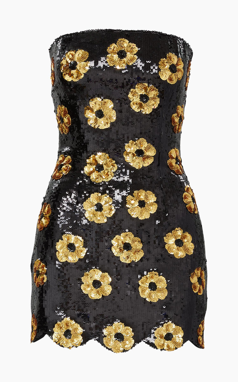 The Esme Mini Dress in Onyx Sequins
