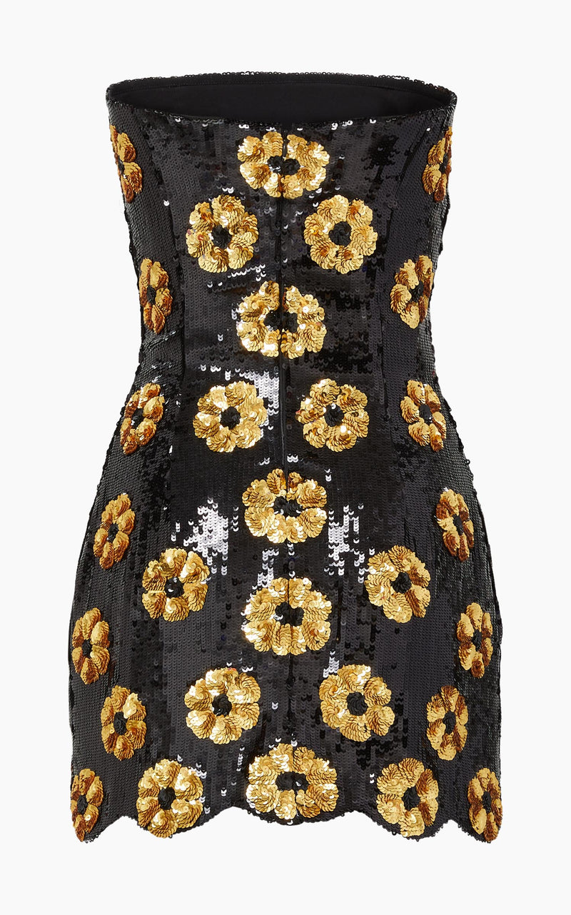 The Esme Mini Dress in Onyx Sequins