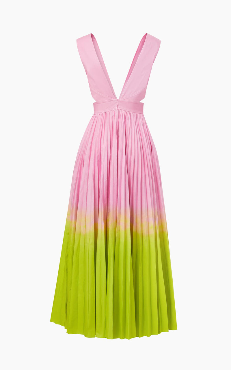 X-Front Dress with Pleated Skirt
