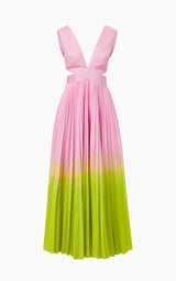X-Front Dress with Pleated Skirt
