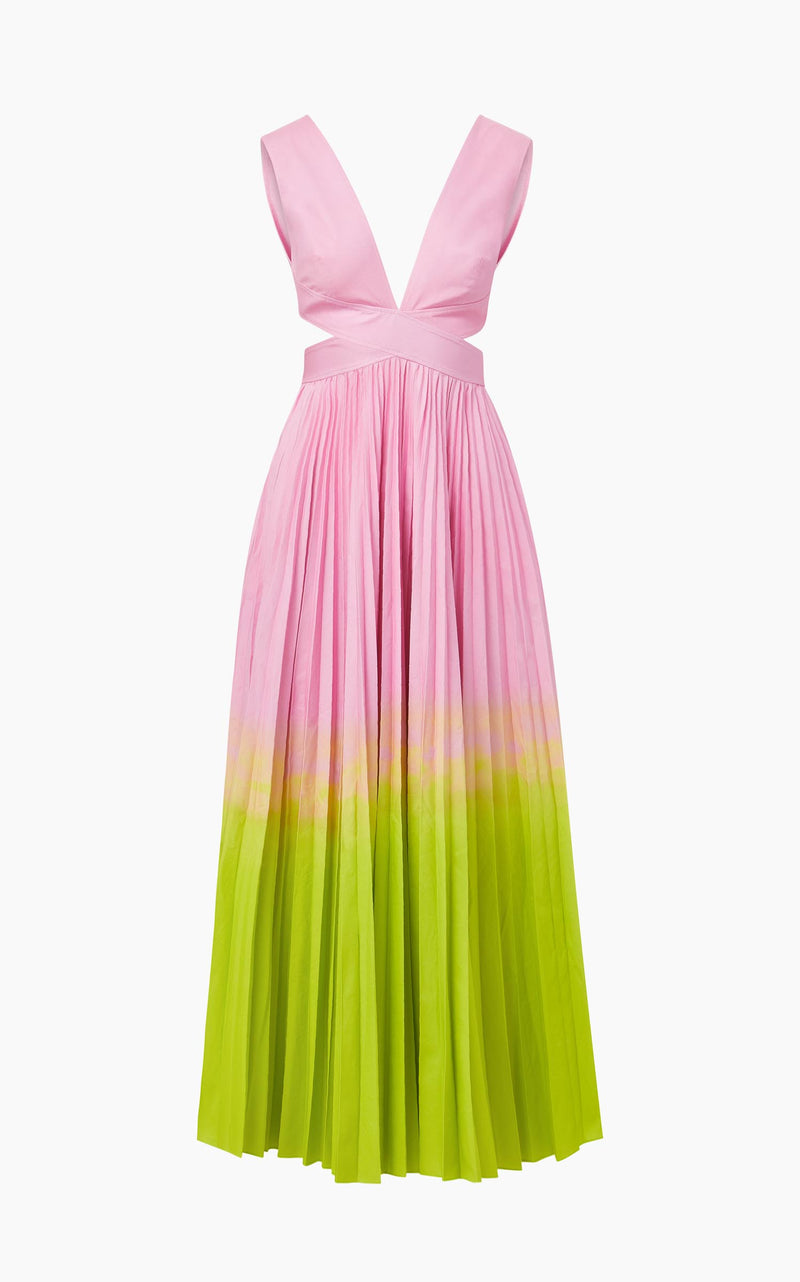 X-Front Dress with Pleated Skirt