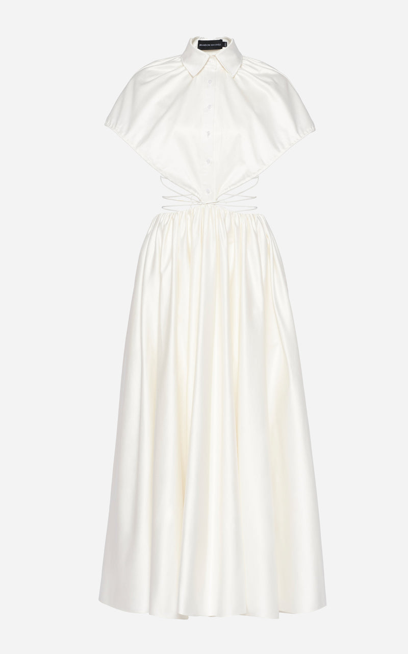 Satin Cotton Dress with Open Bubble Top