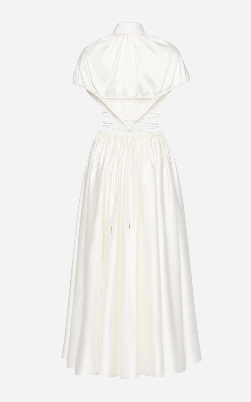 Satin Cotton Dress with Open Bubble Top