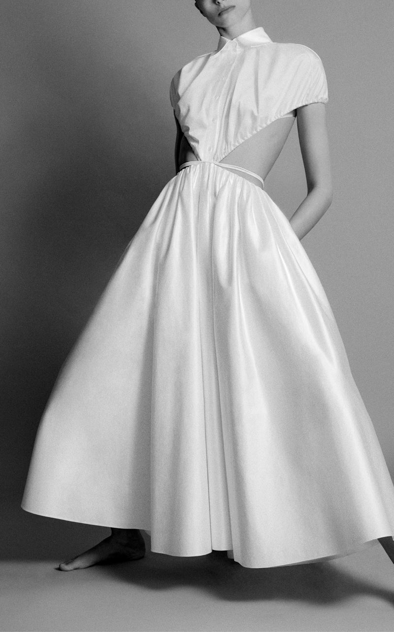 Satin Cotton Dress with Open Bubble Top - BRANDON MAXWELL