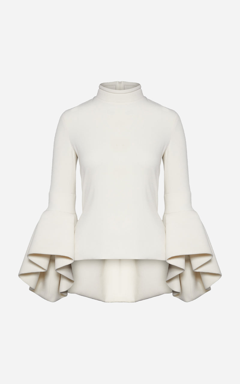 Bell Sleeve Top with Layered Mock Neck